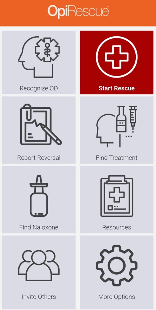 Picture of the OpiRescue phone app.